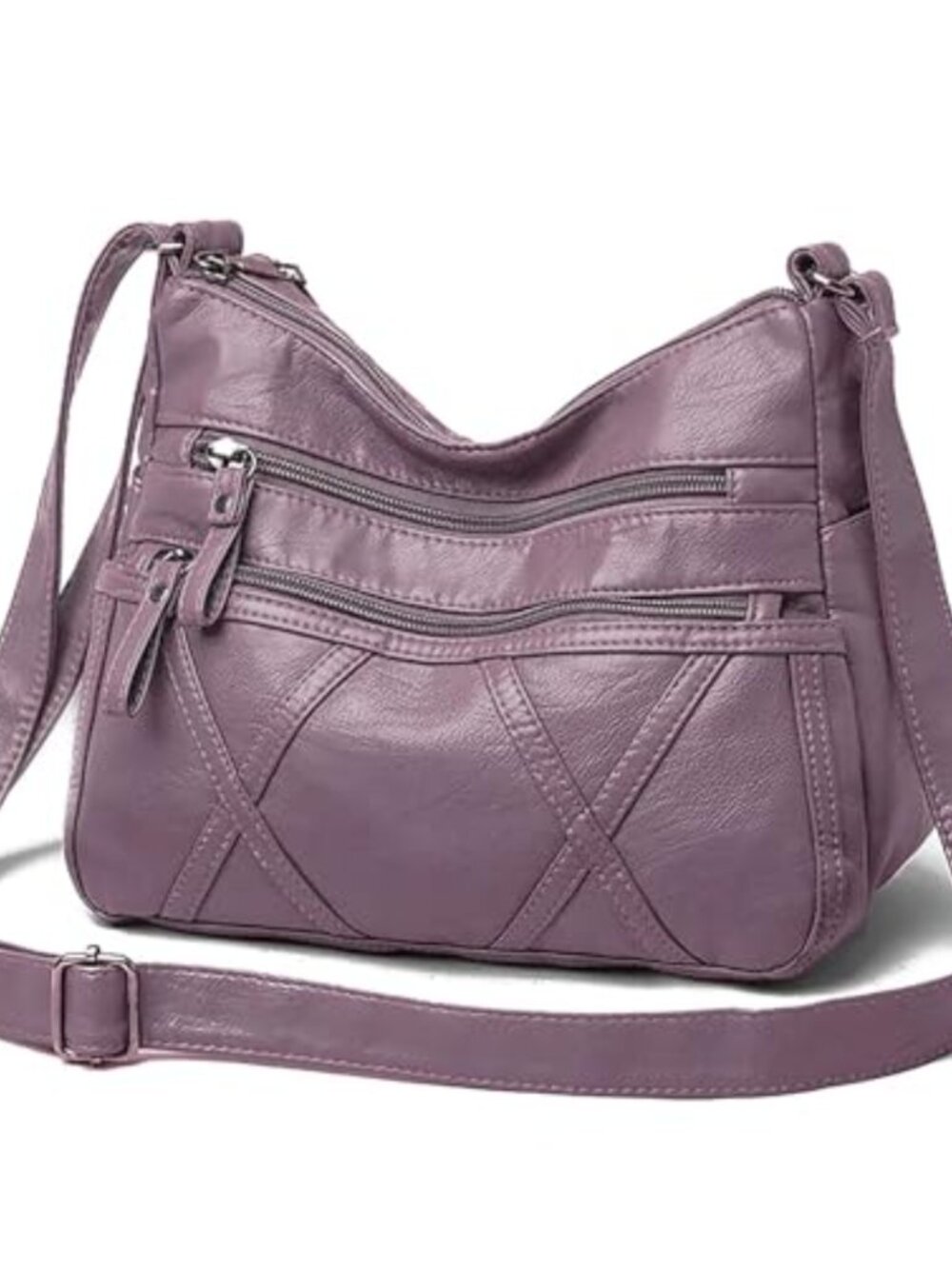 Washed PU Leather Small Crossbody Bag Lightweight Shoulder Purse